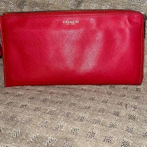 Coach, red large wristlet